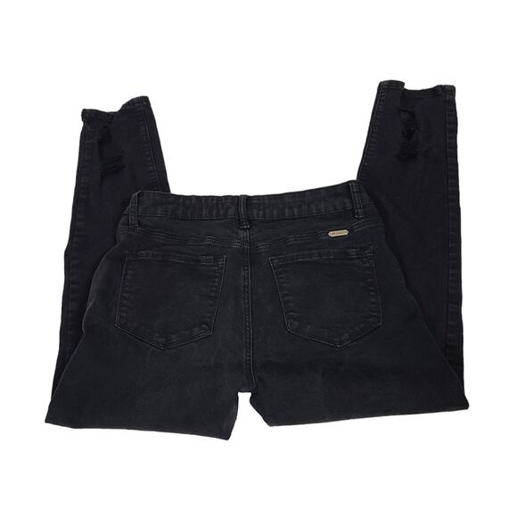 Kancan Women's Black Denim Colored Jeans Rip Straight Leg Mid Rise 5 Pocket 29 - Picture 1 of 15